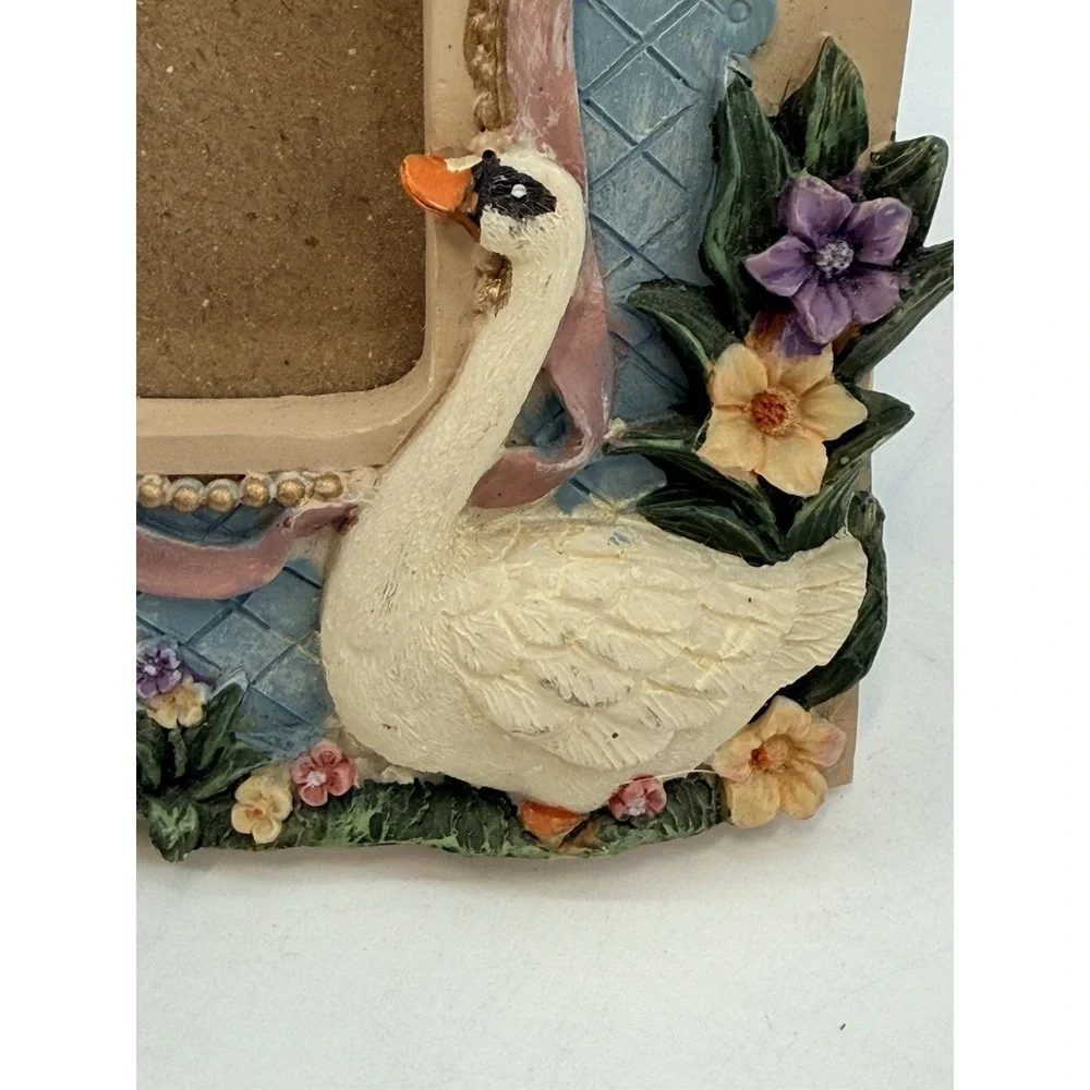 Angel-Themed Resin Picture Frame With Rose & Geese Details